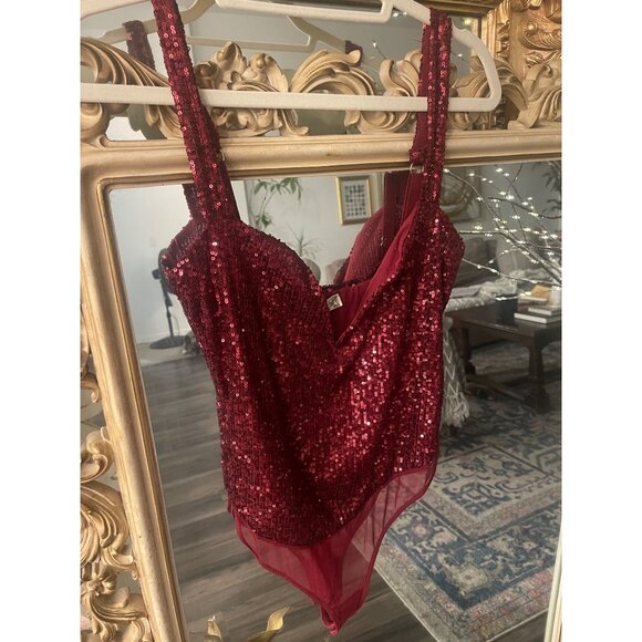 Free People Sparks Fly Sequin Body Suit SZ Medium - Picture 9 of 9